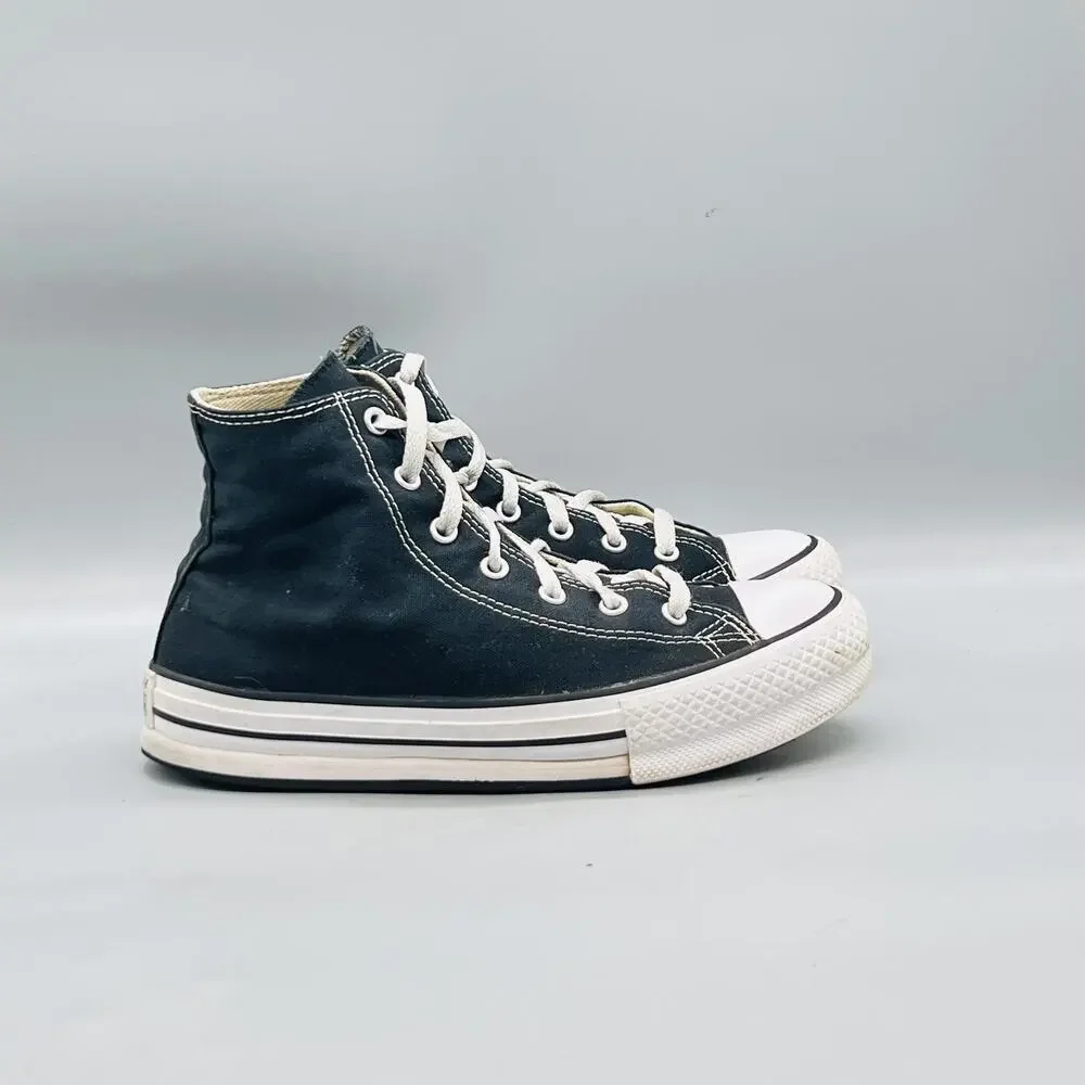 Converse Shoes Girls Boys 5 Black Canvas Chuck Taylor All Star High Top Sneakers